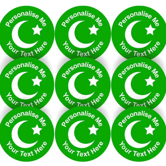 Sticker Stocker - 144 Personalised Crescent Star Islam 30mm Reward Stickers for School Teachers, Parents and Nursery