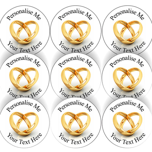 Sticker Stocker - 144 Wedding Ring Personalised 30 mm Glossy Stickers Invitation Favours Labels