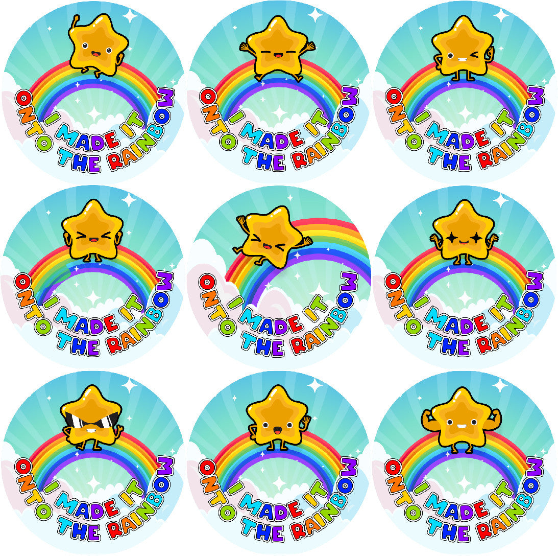 Sticker Stocker - 144 I Made It Onto The Rainbow 30mm Stickers Glossy Reward Stickers for School Teachers, Parents and Nursery