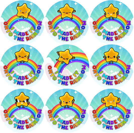 Sticker Stocker - 144 I Made It Onto The Rainbow 30mm Stickers Glossy Reward Stickers for School Teachers, Parents and Nursery
