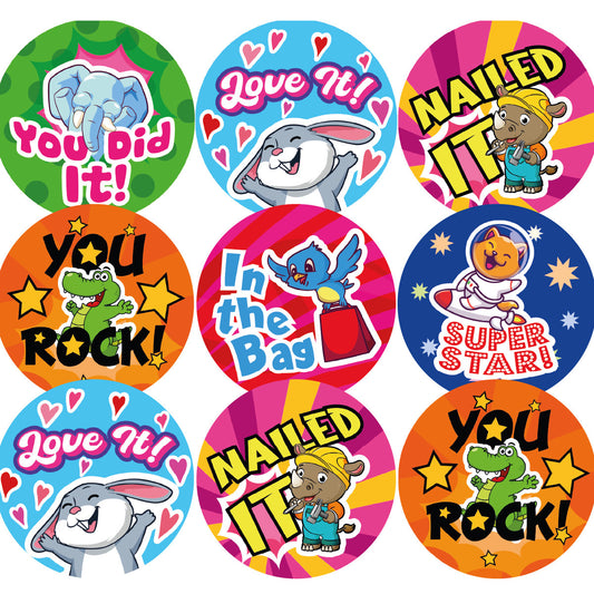 Sticker Stocker -144 Animal Friends Stickers - 30mm Glossy Reward Stickers for Teachers & Parents