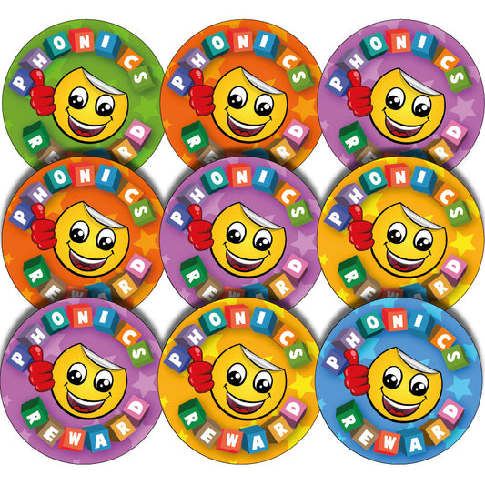 Sticker Stocker 144 Phonics Rewards 30mm Round Children's Reward Stickers for Teachers or Parents