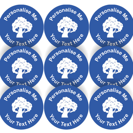 Sticker Stocker -144 Blue Tree Personalised 30mm Reward Stickers for School Teachers, company,  packaging