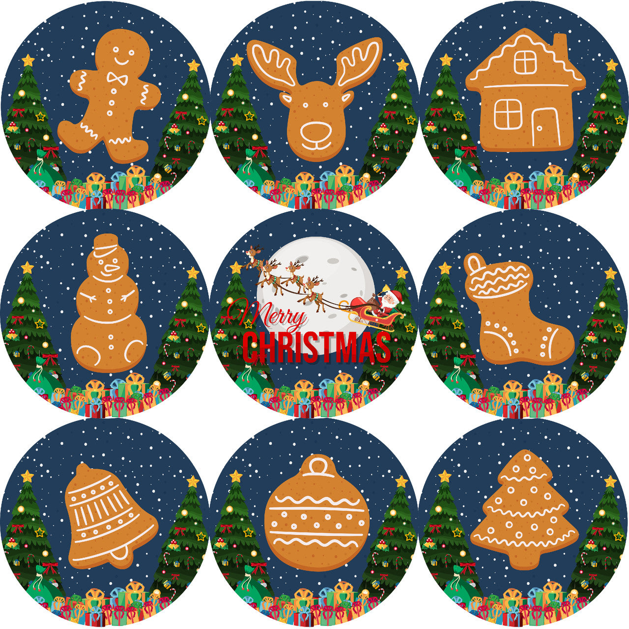 Sticker Stocker - 144 Gingerbread Christmas 30mm Stickers Glossy Reward Stickers
