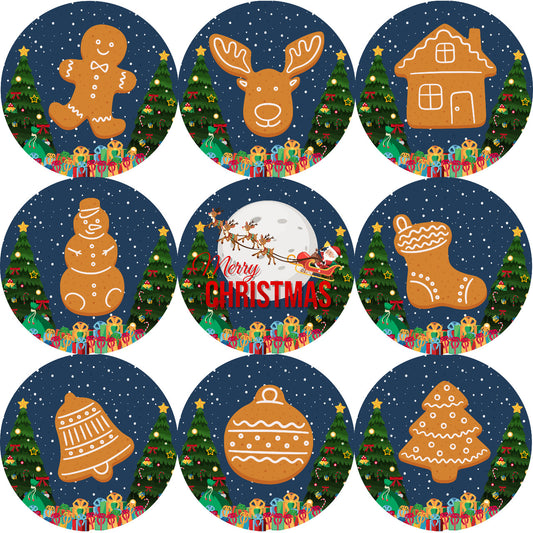 Sticker Stocker - 144 Gingerbread Christmas 30mm Stickers Glossy Reward Stickers
