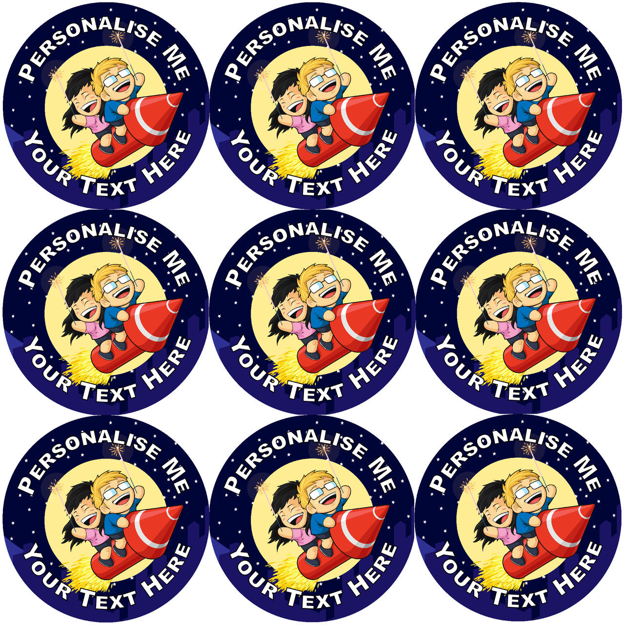 Sticker Stocker - 144 Personalised Sparkle Fireworks 30mm Reward Stickers for School Teachers, Parents and Nursery