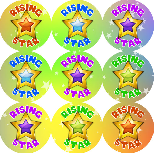 Sticker Stocker - 144 Rising Star 30mm Stickers Glossy Reward Stickers for School Teachers, Parents and Nursery