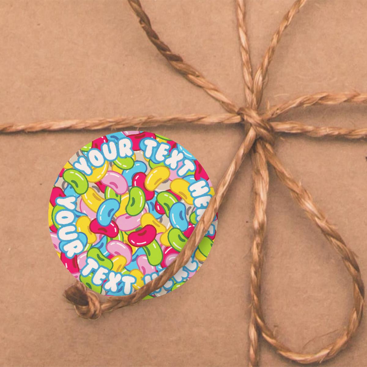 120 Colourful Jellybeans Scented Personalised Stickers - 30mm - School Teachers Parents