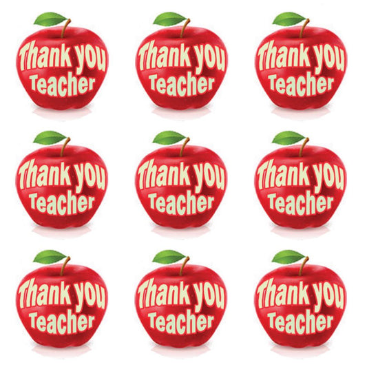 144 Thank you Teacher 30mm Apple themed Reward Stickers for School, Parents