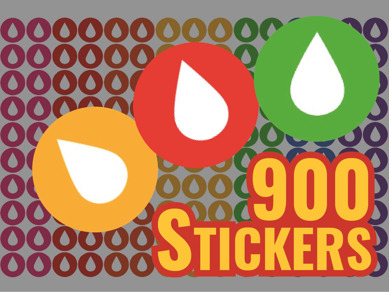 900 Colourful Mini Rainbow Droplets Dot 10mm Glossy Spot Stickers - Journal Tracker Stickers