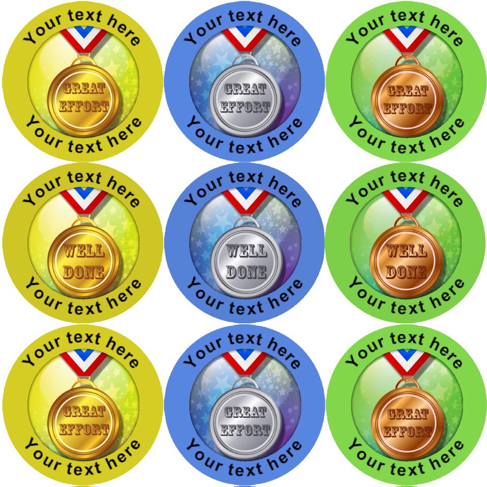 144 Medals Personalised 30mm Reward Stickers for School Teachers, Parents and Nursery