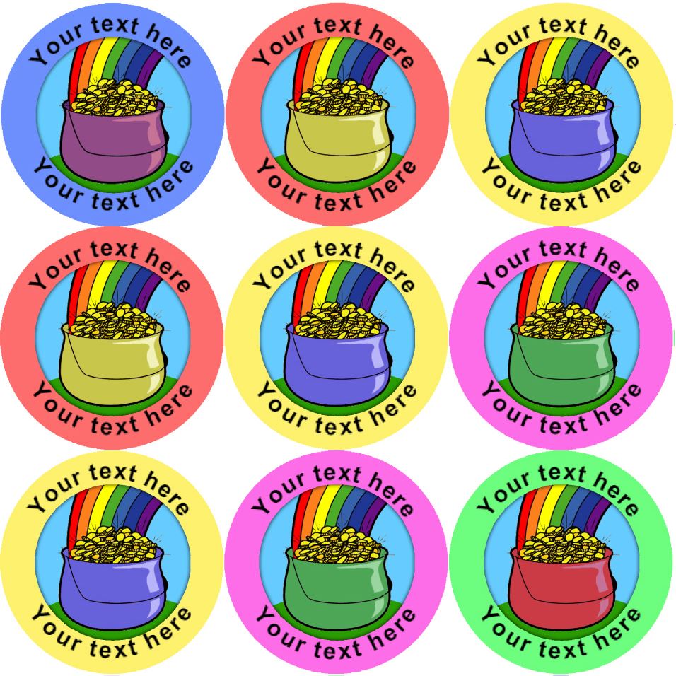144 Pot of Gold Personalised 30mm Reward Stickers for School Teachers, Parents and Nursery