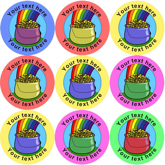 144 Pot of Gold Personalised 30mm Reward Stickers for School Teachers, Parents and Nursery