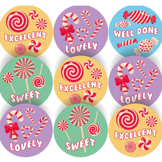 144 Sweet Praise Words 30mm Reward Stickers for School Teachers, Parents and Nursery