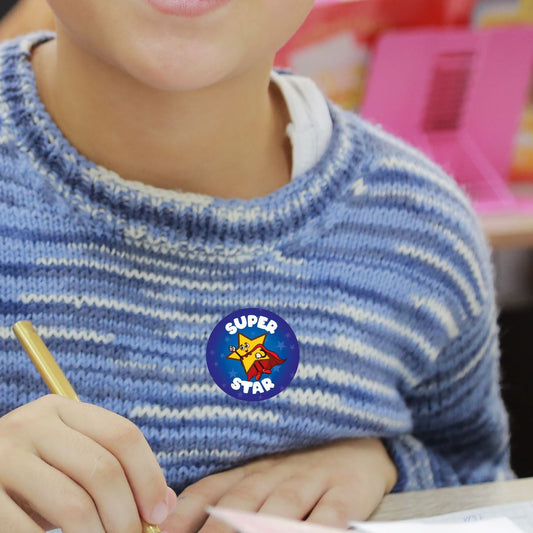 144 Super Star - 30mm - Glossy Reward Stickers for Teachers & Parents