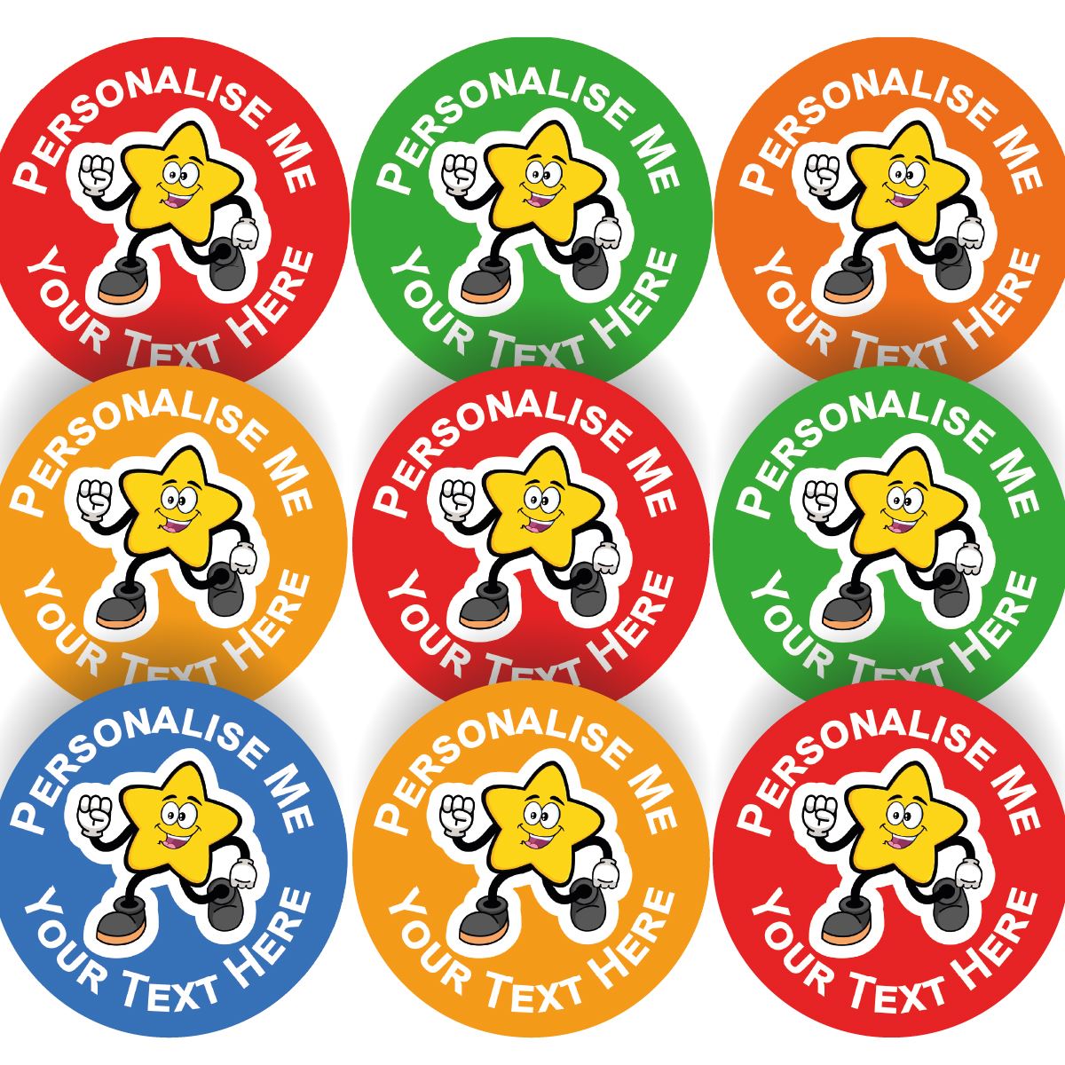 144 Running Star Personalised 30mm Reward Stickers for School Teachers, Parents and Nursery