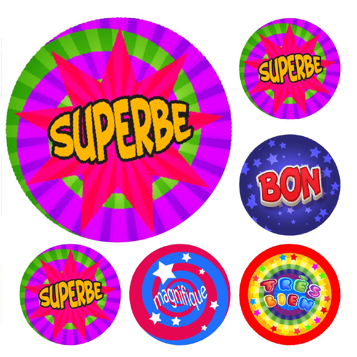 900 Mini Funky French Language Dots 10mm Glossy Teacher Reward Stickers Spot Stickers Journal Stickers