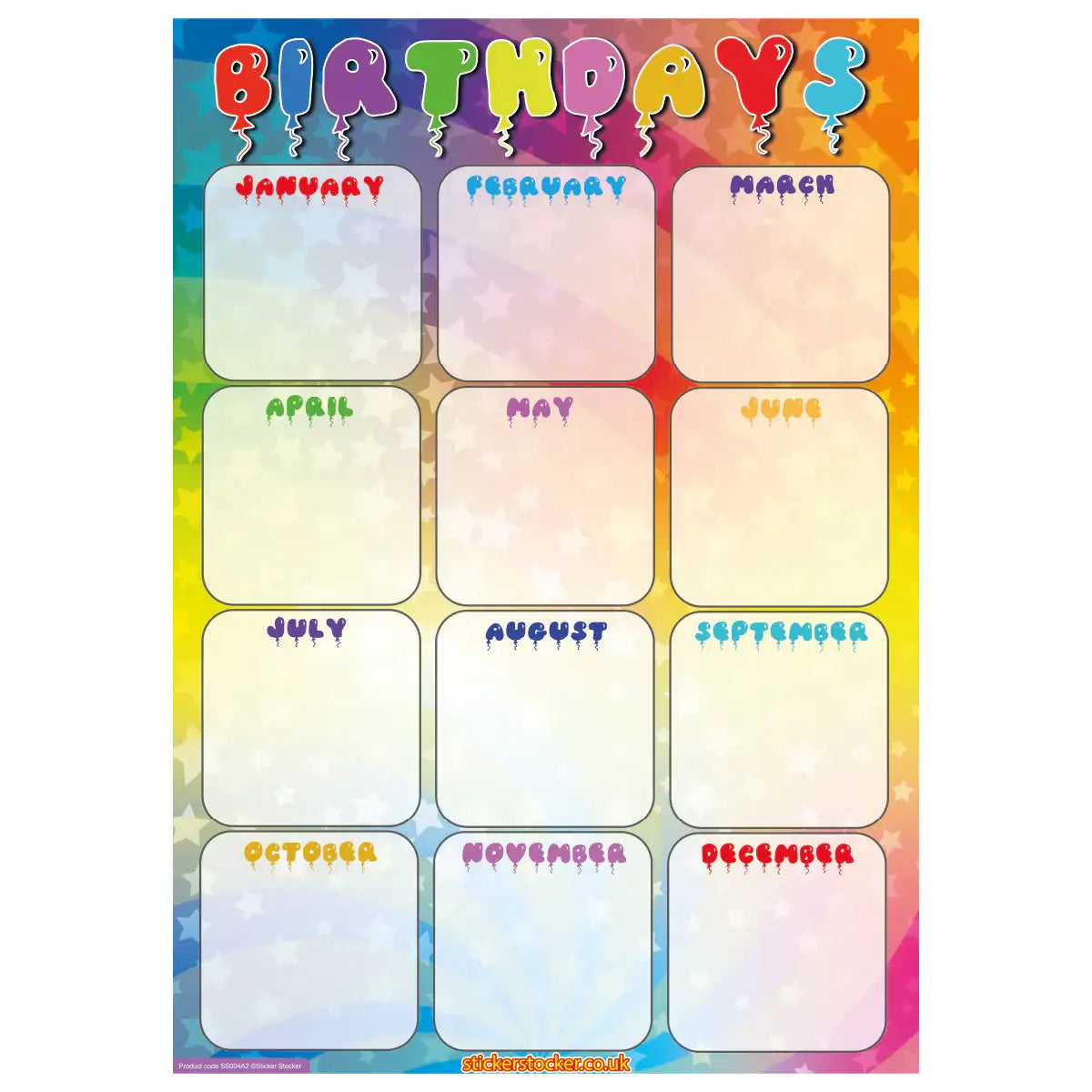 A2_Birthday_Chart_Durable_Incentive_Star_Reward_Classroom_Wall_Chart - Sticker Stocker