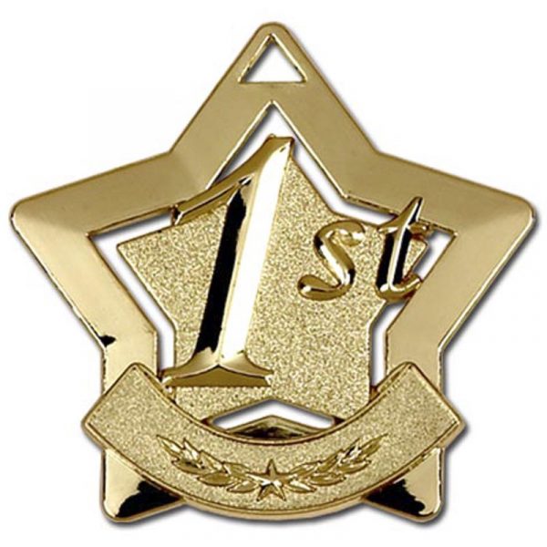Sports Star Place Medal with FREE Ribbon and Certificate 60mm Metal Gold 1st, silver 2nd or bronze 3rd
