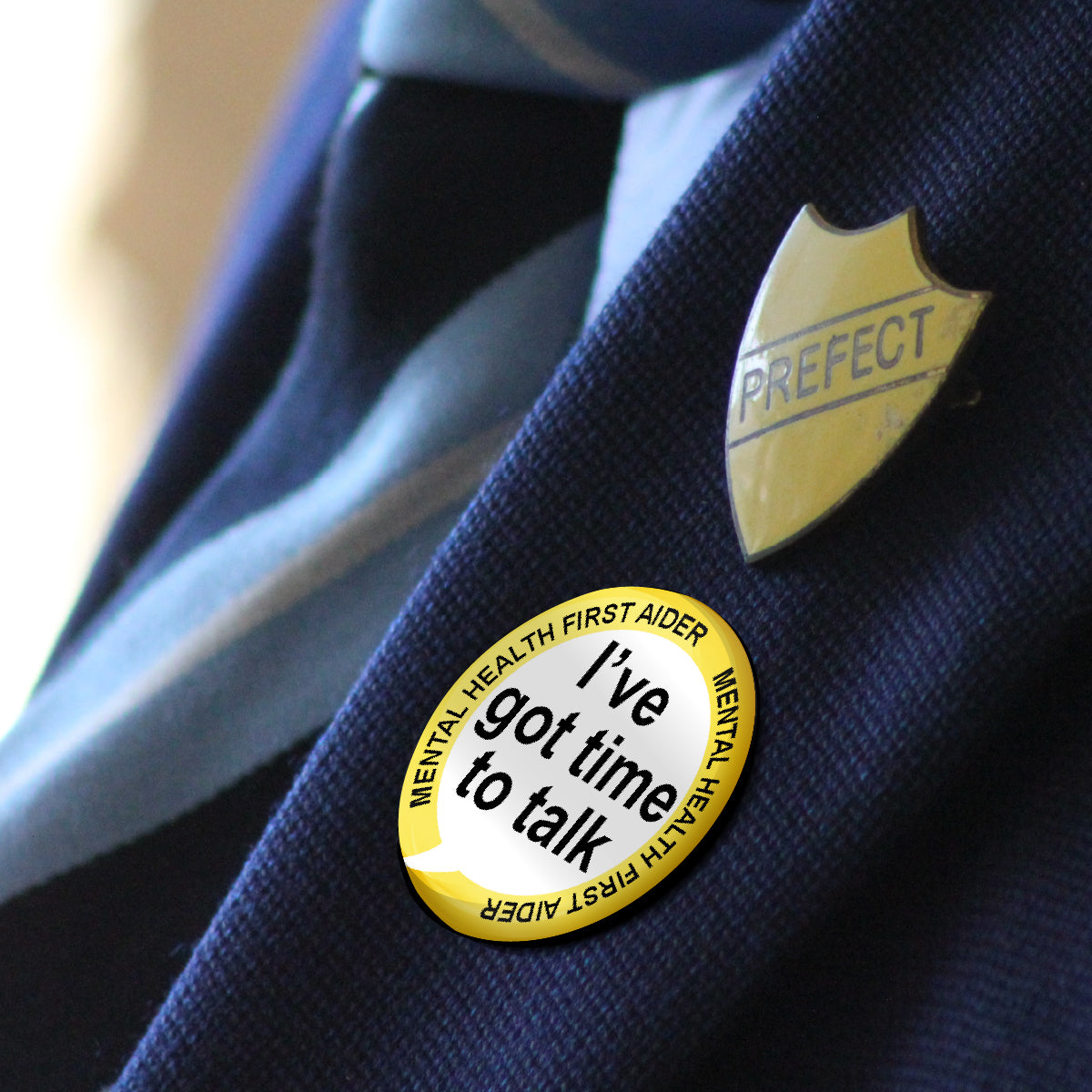 20 x Yellow Mental Health First Aider Got time to Talk Badge 38mm (Pack of 20 Pin Badges - 38mm)