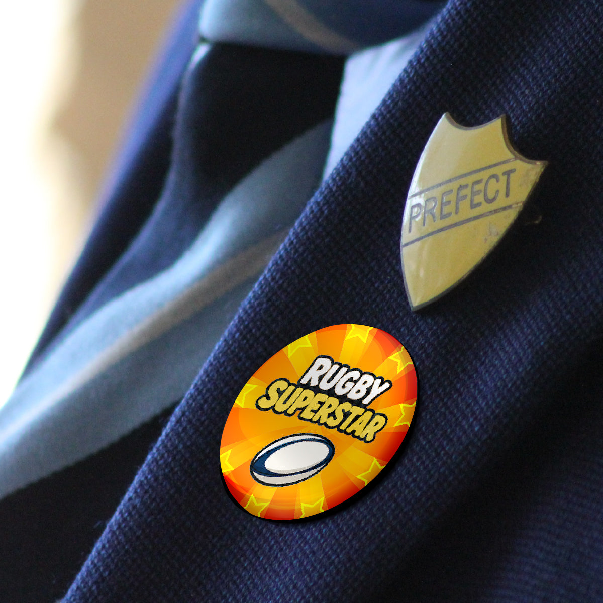 20 x Rugby Superstar Badge 38mm (Pack of 20 Pin Badges - 38mm)