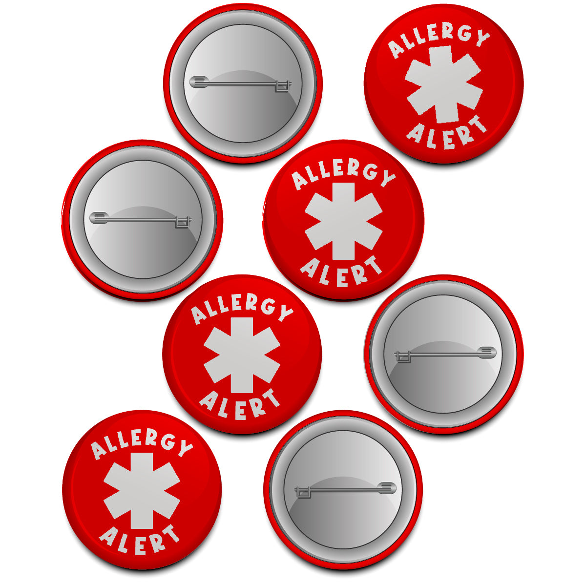 20 x Allergy Alert Button Badges (Pack of 20 Pin Badges - 38mm)