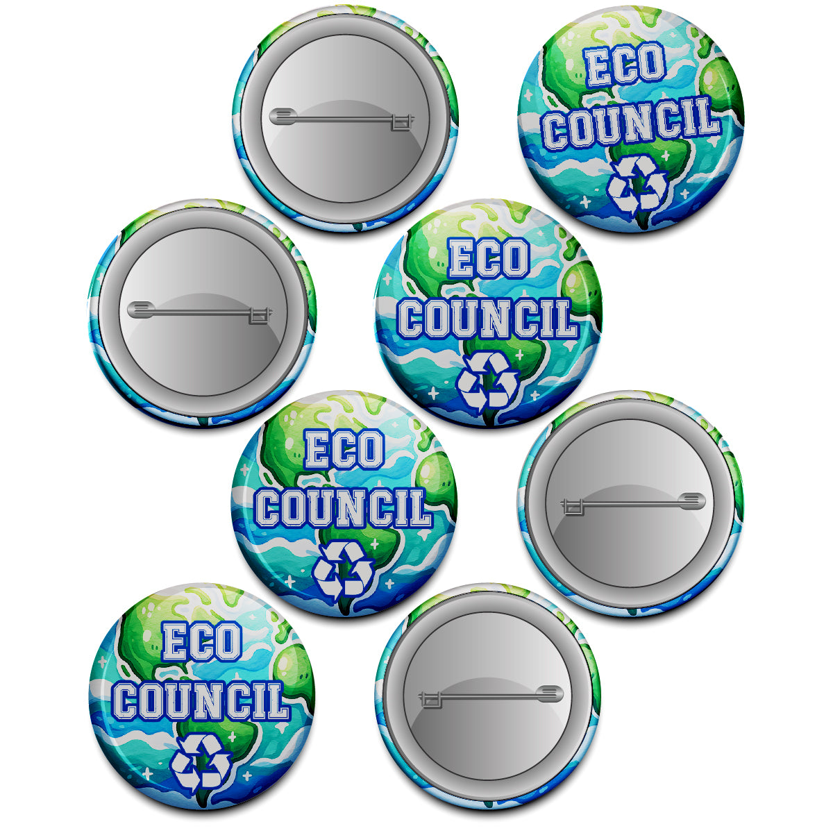 20 x Eco Council Button Badges (Pack of 20 Pin Badges - 38mm)