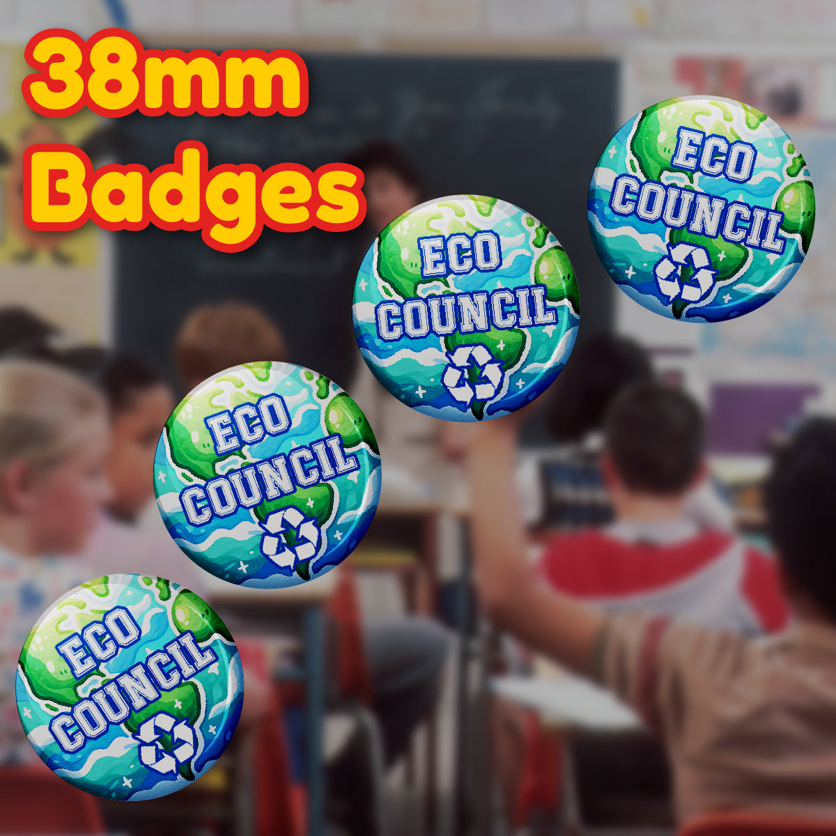 20 x Eco Council Button Badges (Pack of 20 Pin Badges - 38mm)