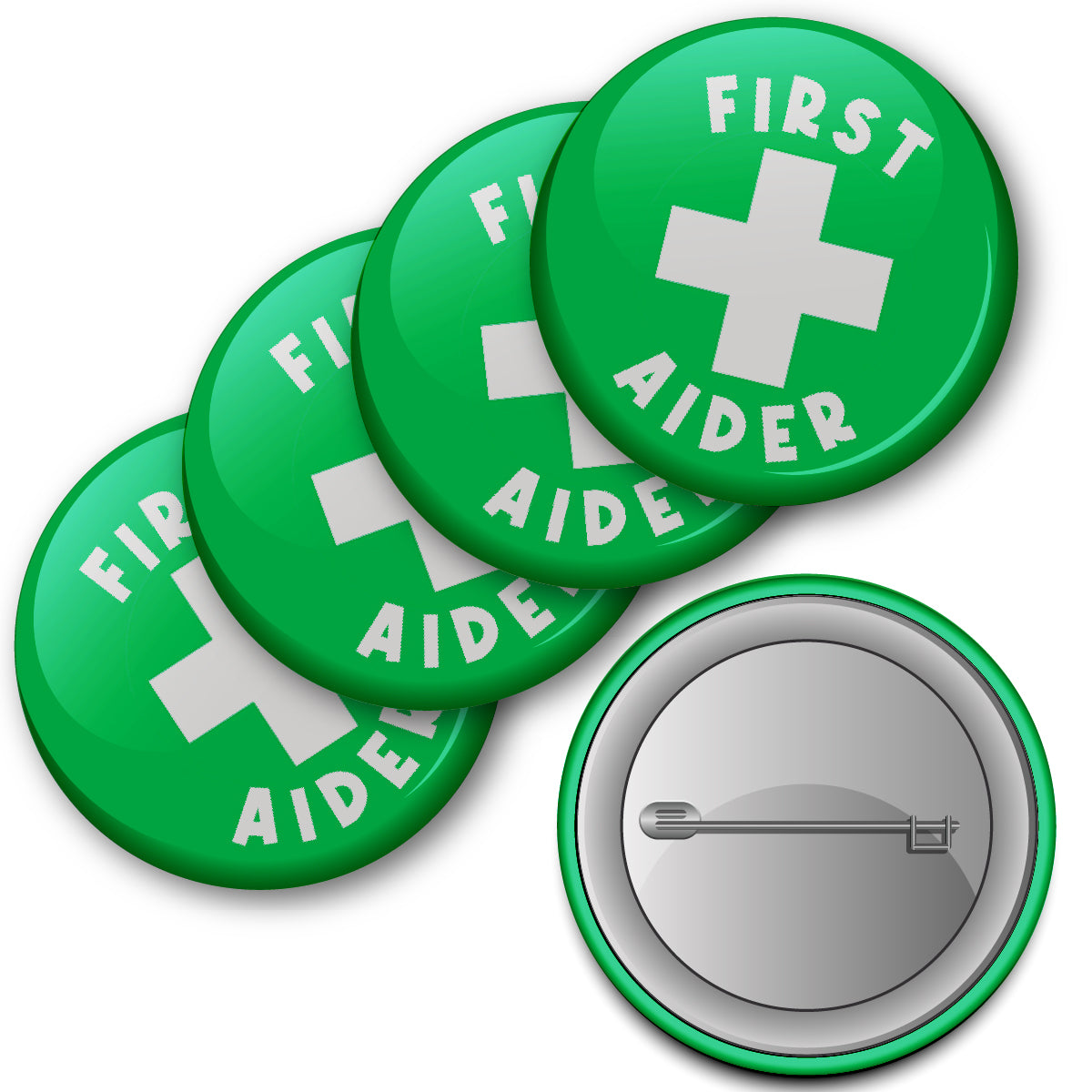 20 x First Aider Button Badges (Pack of 20 Pin Badges - 38mm)