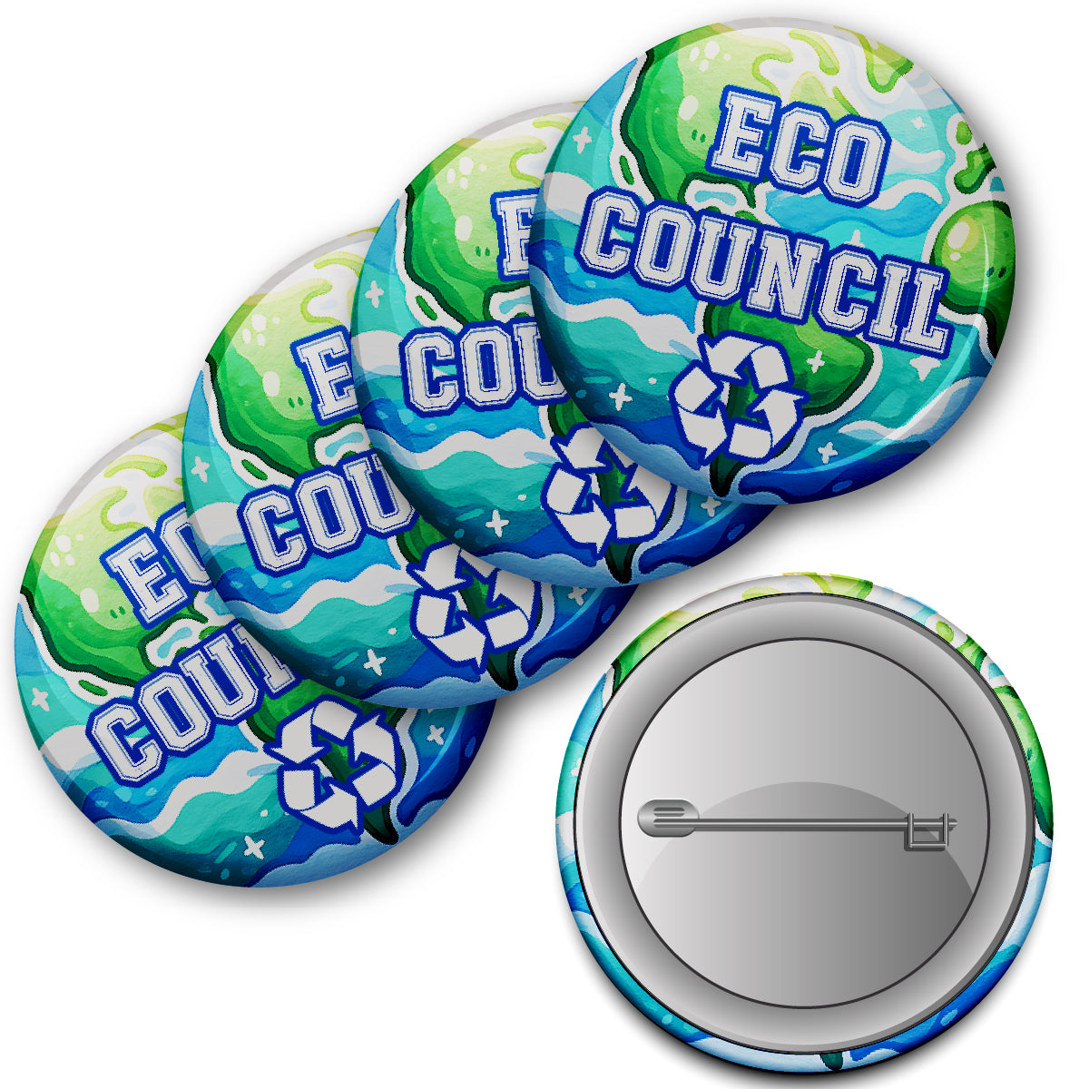 20 x Eco Council Button Badges (Pack of 20 Pin Badges - 38mm)