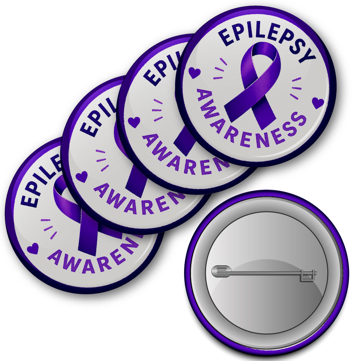 20 x Epilepsy Awareness Button Badges (Pack of 20 Pin Badges - 38mm)