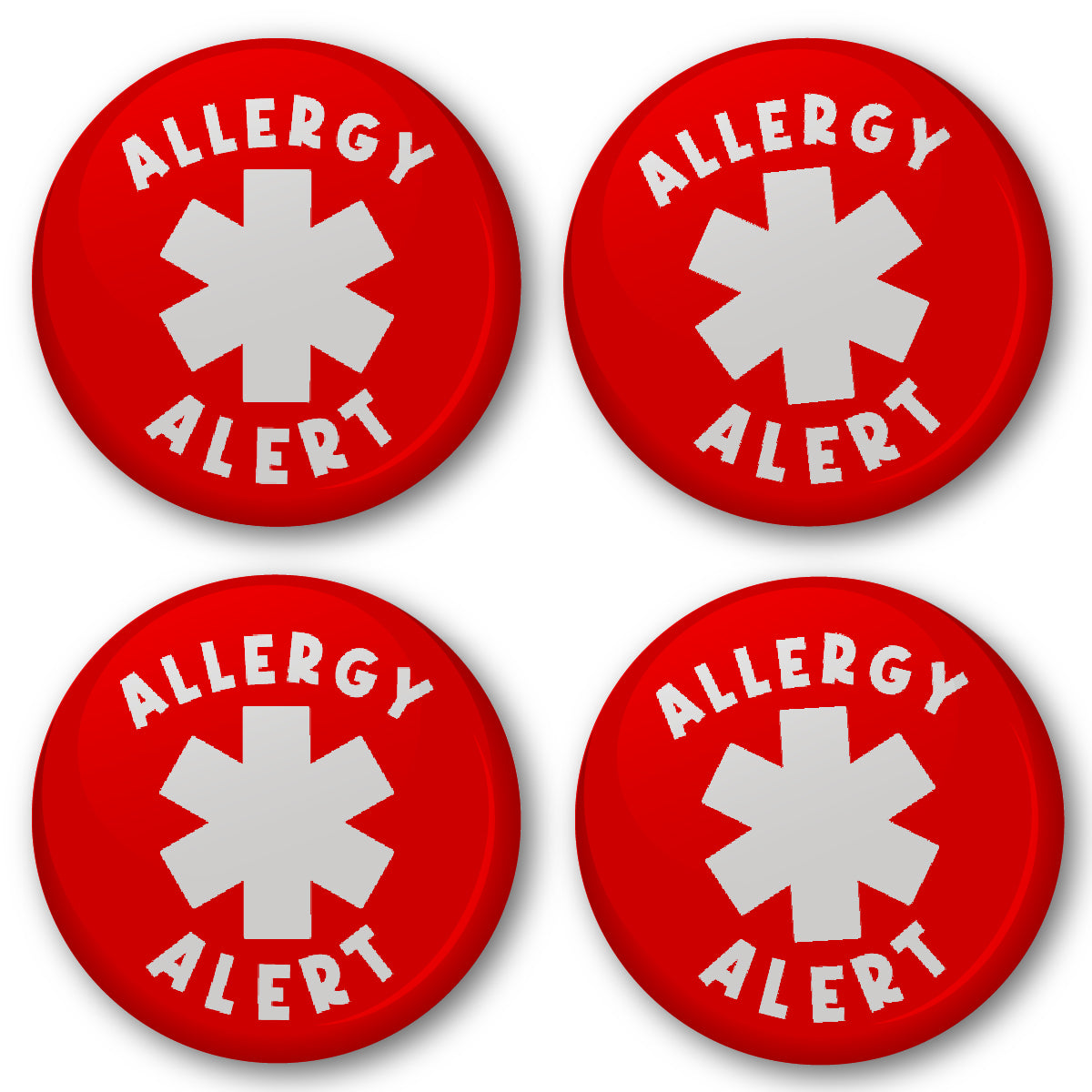 20 x Allergy Alert Button Badges (Pack of 20 Pin Badges - 38mm)