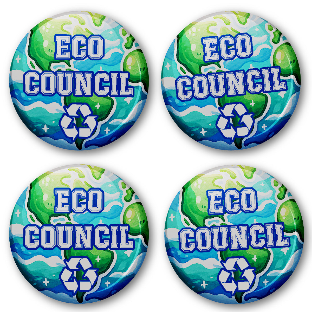 20 x Eco Council Button Badges (Pack of 20 Pin Badges - 38mm)