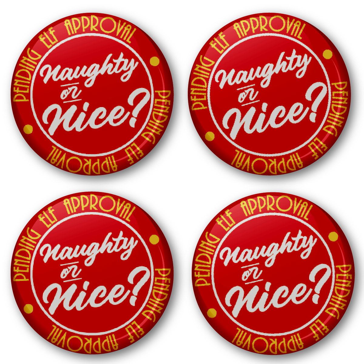 20 x Naughty or Nice Santa Button Badges (Pack of 20 Pin Badges - 38mm)