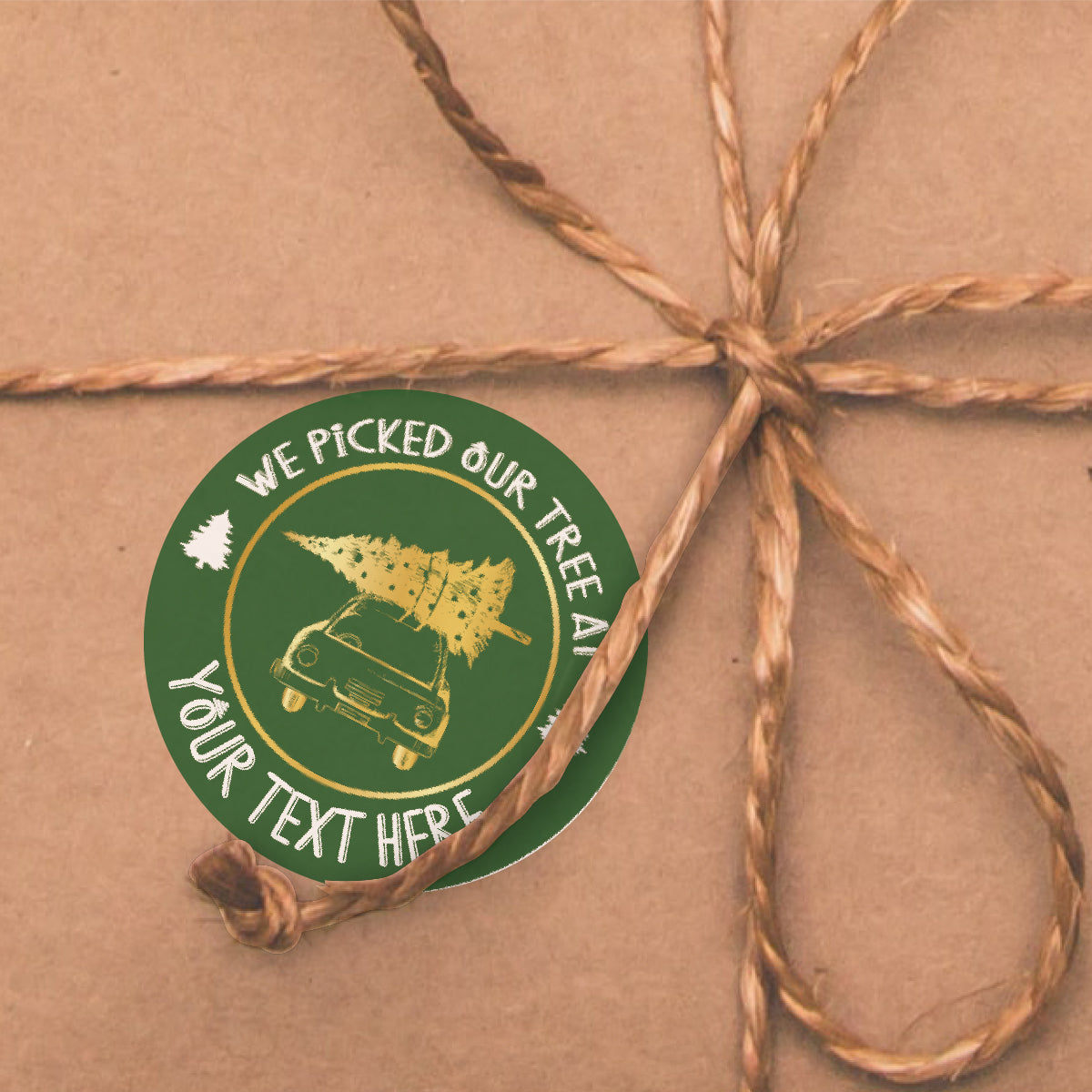 144 Personalised We Picked Our Tree 30mm Christmas Stickers for Families, Farms, Santa's Grotto's