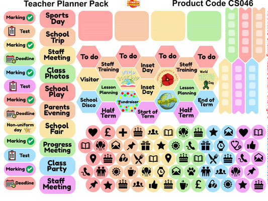 672 Teacher Planner Stickers, Daily Routine Organiser Journal Stickers