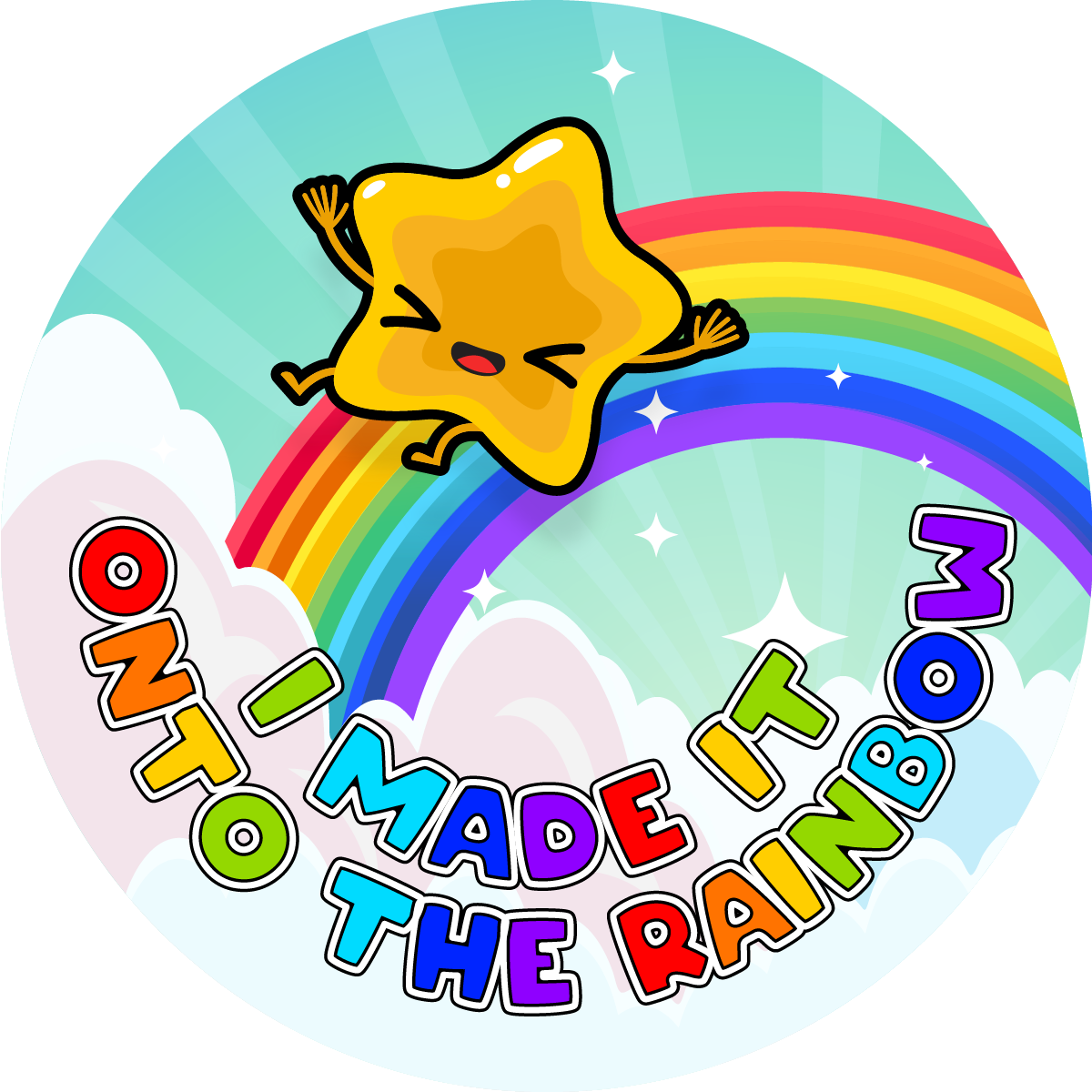 Sticker Stocker - 144 I Made It Onto The Rainbow 30mm Stickers Glossy Reward Stickers for School Teachers, Parents and Nursery