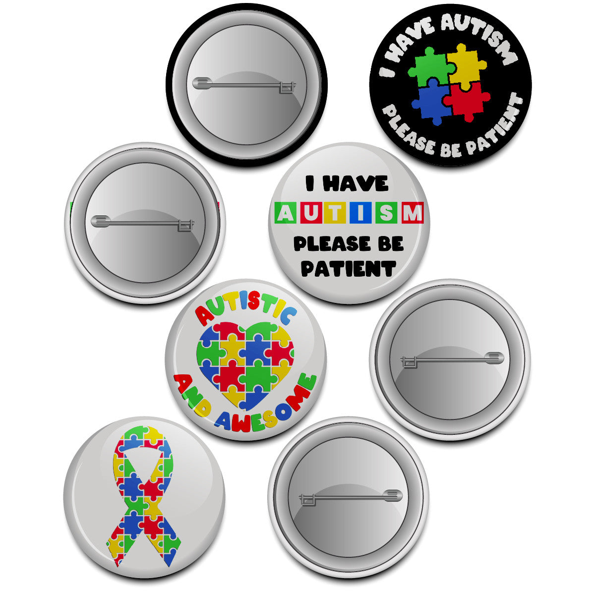 Sticker Stocker - Autism Button Badges (Pack of 20 Pin Badges - 38mm) Autistic Awareness