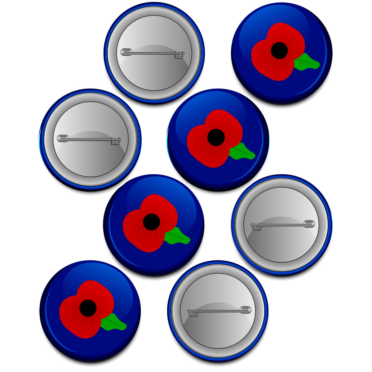 Red Poppy Lest We Forget Remembrance Badge 38mm (Pack of 20 Pin Badges - 38mm)