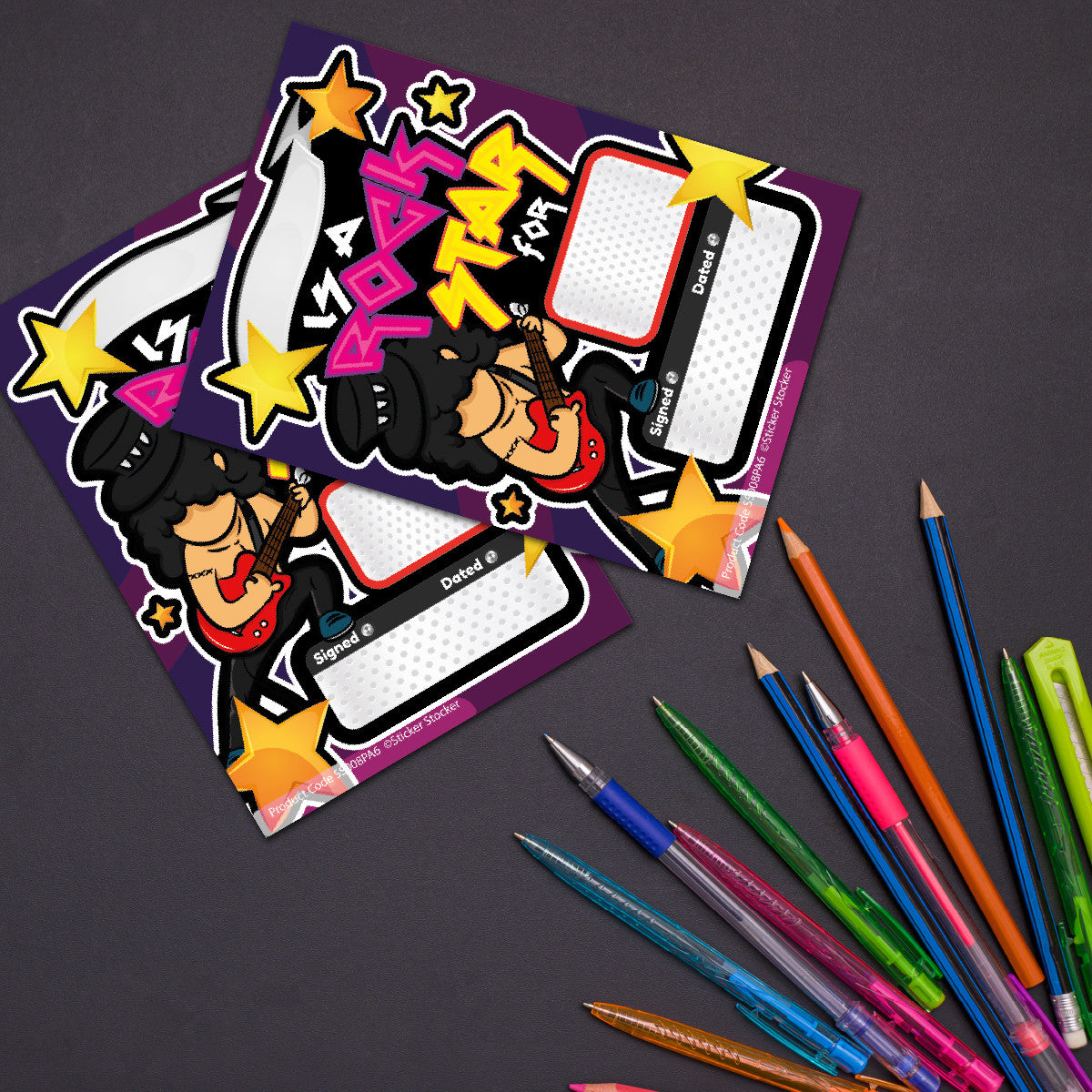 Sticker Stocker - A6 Praise Note Pad 100 Sheet Incentive Chart Rewards - Rockstar