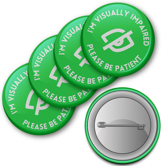 Sticker Stocker - Visually Impaired Sight Awareness Button Badges (Pack of 20 Pin Badges - 38mm)