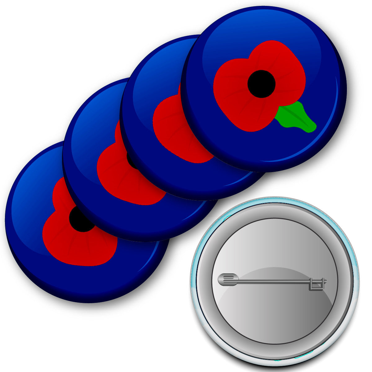 Red Poppy Lest We Forget Remembrance Badge 38mm (Pack of 20 Pin Badges - 38mm)