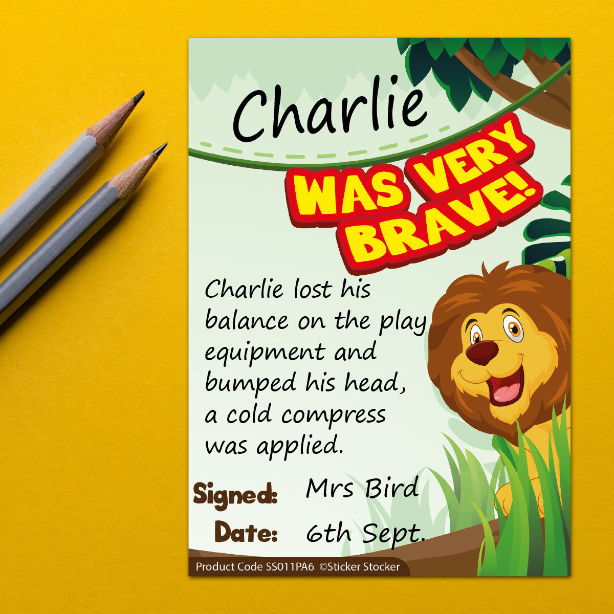 Sticker Stocker - A6 Praise Note Pad 100 Sheet Incentive Chart Rewards - Brave Lion