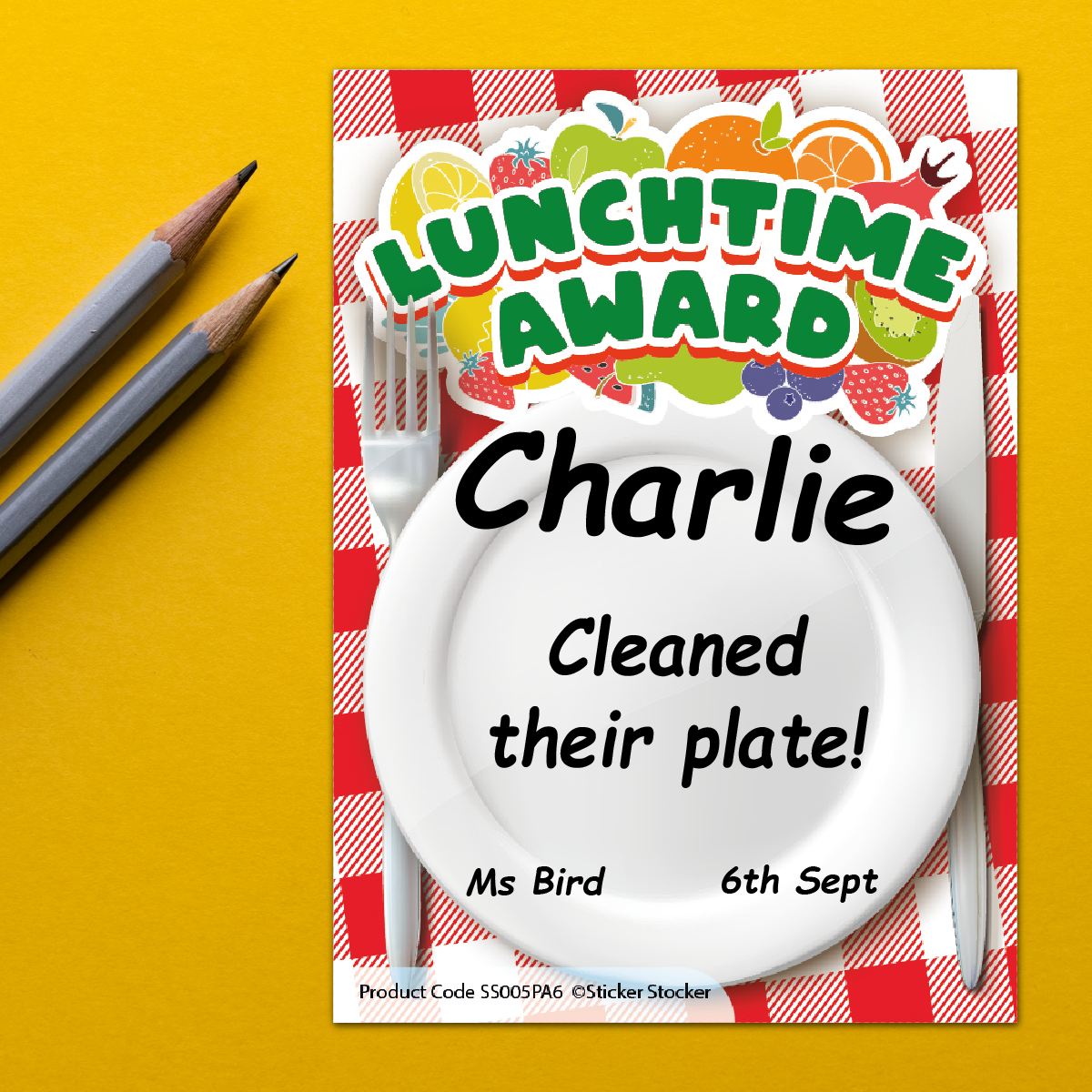 Sticker Stocker - A6 Praise Note Pad 100 Sheet Incentive Chart Rewards - Lunchtime Award