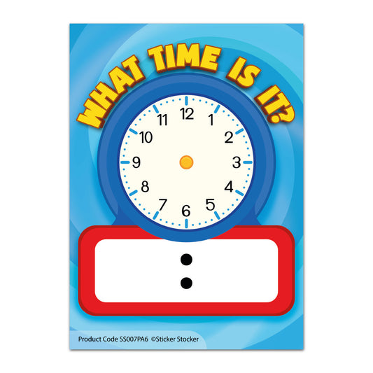 Sticker Stocker - A6 Telling the Time Praise Note Pad 100 Sheet Incentive Chart Rewards
