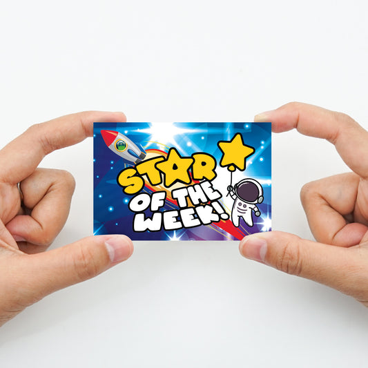 Sticker Stocker - Space Star of the Week award cards for school teachers, wallet sized glossy reward cards