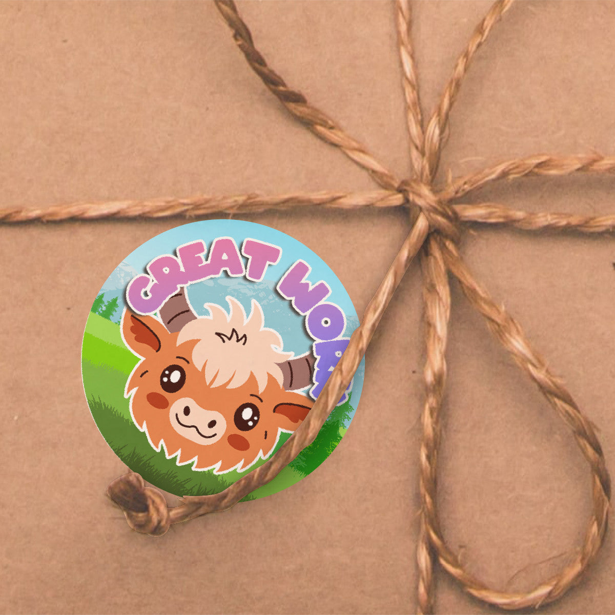 144 Highland Cow Praise Words 30 mm Reward Stickers for Children, Parents, Barbers, Hairdressers