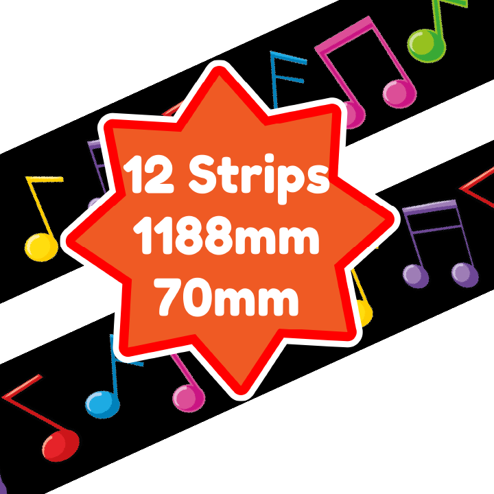 Sticker Stocker - Music Notes Classroom Trimmers 14.25m long Notice Board Display Borders