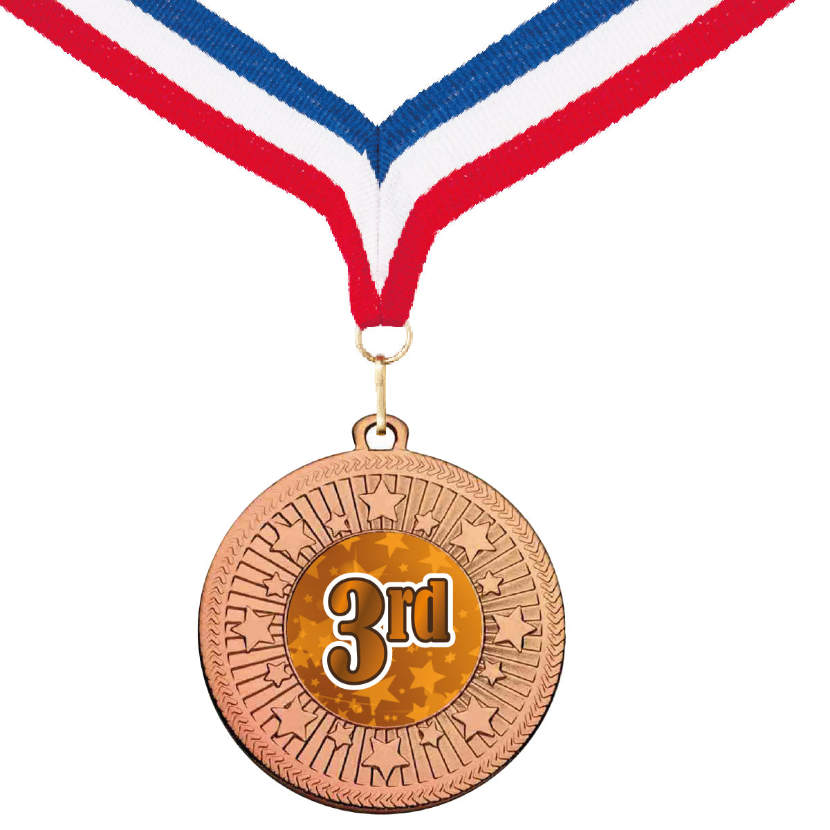 Galaxy Star Place Medal with FREE Ribbon and Certificate 50mm Metal Gold 1st, silver 2nd or bronze 3rd