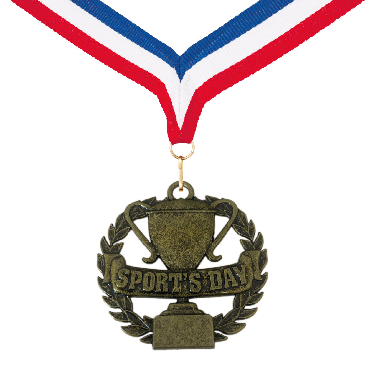 Sports Day Medal with FREE Ribbon and Certificate 50mm Metal (Laurel Trophy Themed) Gold, silver or bronze